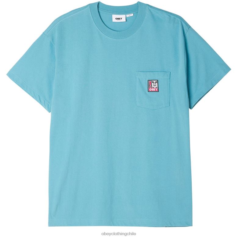 ropa 40VX805 hombres camiseta con bolsillo de puntos OBEY azul ártico