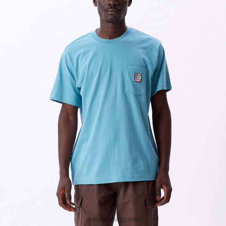 ropa 40VX805 hombres camiseta con bolsillo de puntos OBEY azul ártico