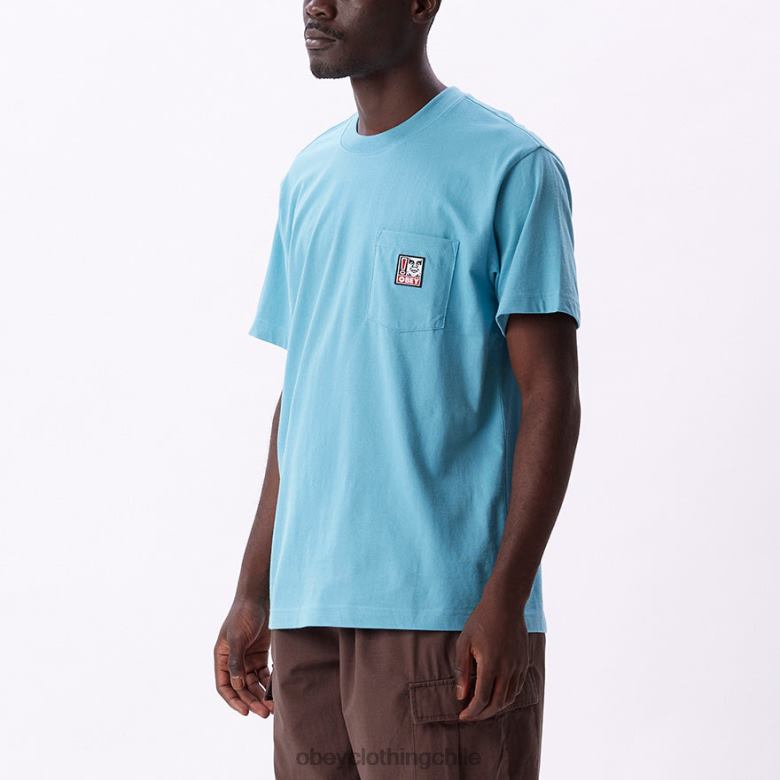 ropa 40VX805 hombres camiseta con bolsillo de puntos OBEY azul ártico