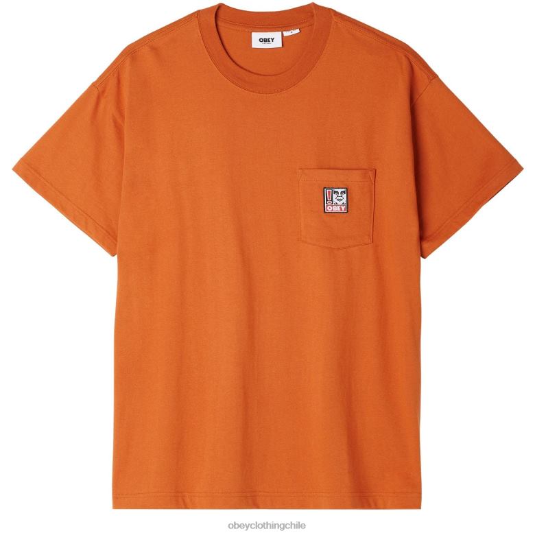 ropa 40VX806 hombres camiseta con bolsillo de puntos OBEY marrón bombay