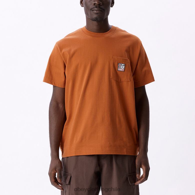 ropa 40VX806 hombres camiseta con bolsillo de puntos OBEY marrón bombay