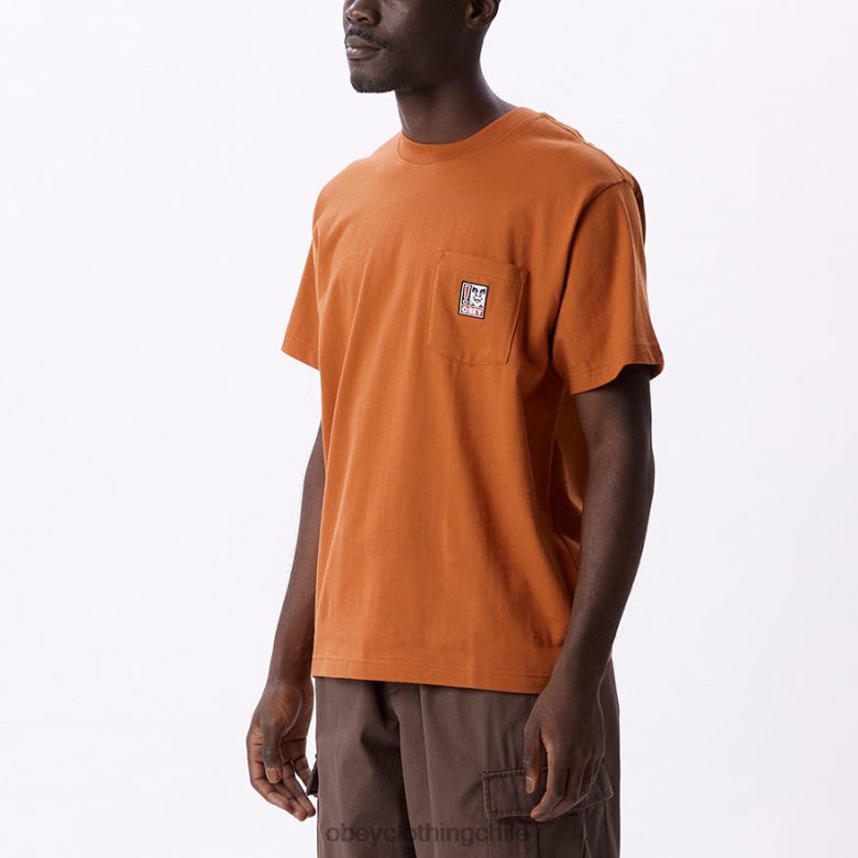 ropa 40VX806 hombres camiseta con bolsillo de puntos OBEY marrón bombay