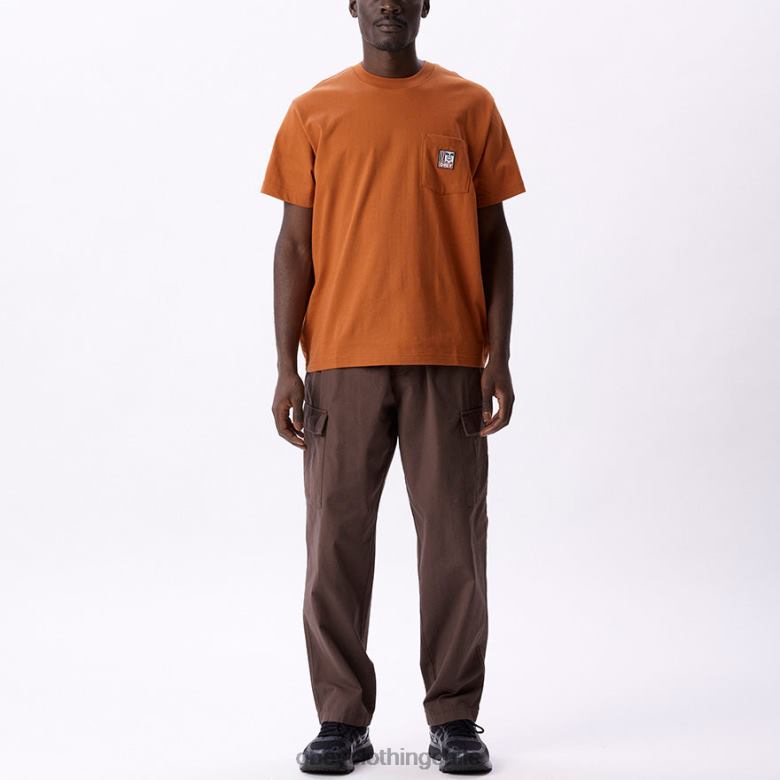 ropa 40VX806 hombres camiseta con bolsillo de puntos OBEY marrón bombay