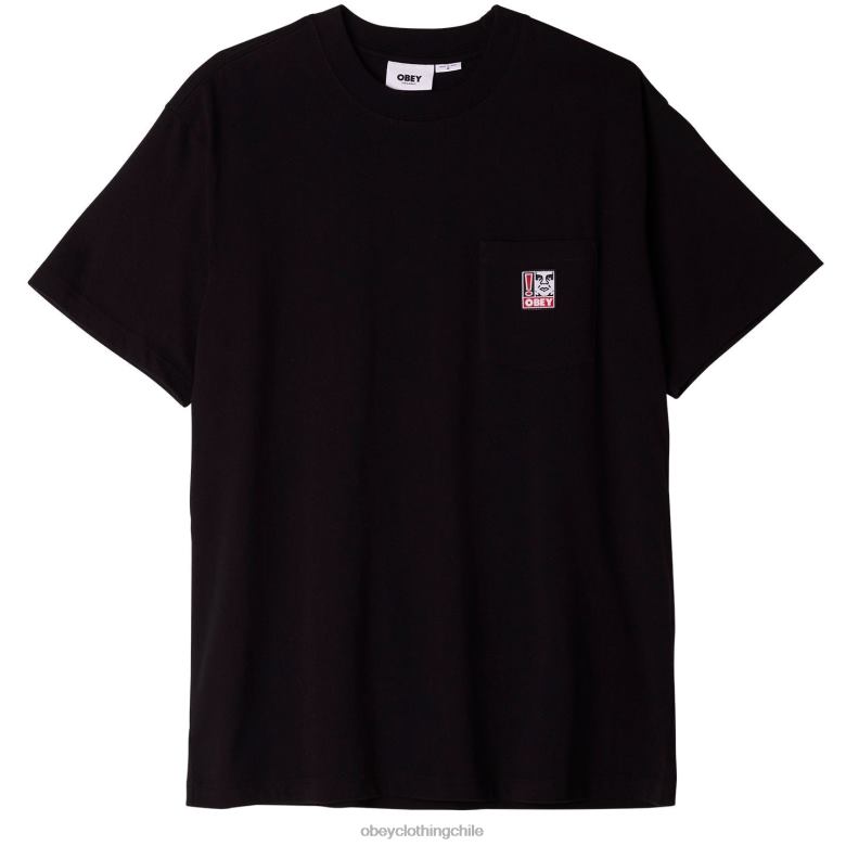ropa 40VX807 hombres camiseta con bolsillo de puntos OBEY negro