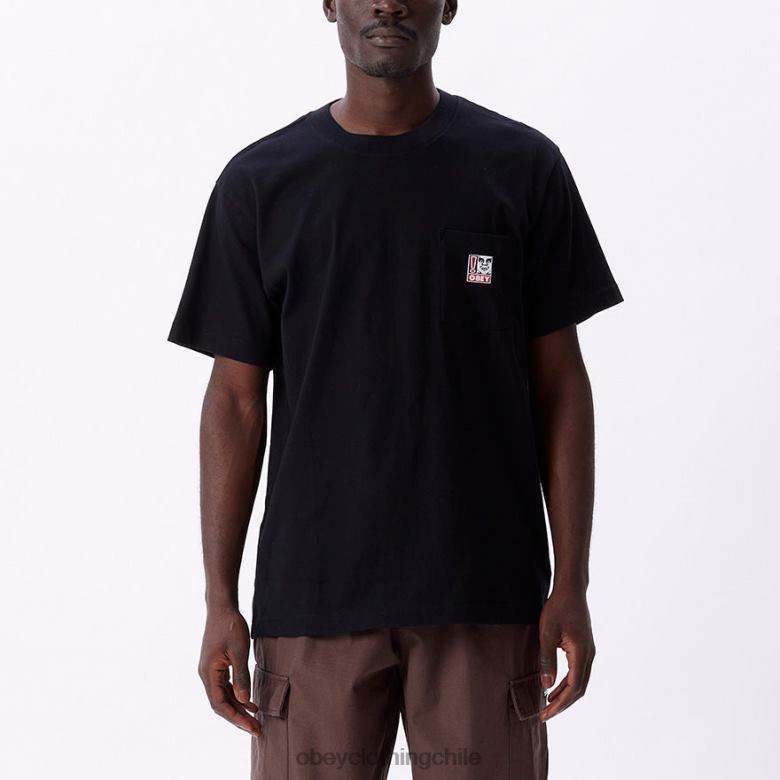 ropa 40VX807 hombres camiseta con bolsillo de puntos OBEY negro