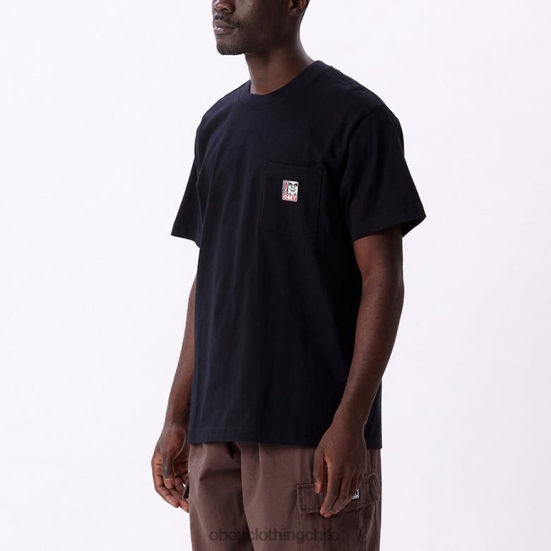 ropa 40VX807 hombres camiseta con bolsillo de puntos OBEY negro