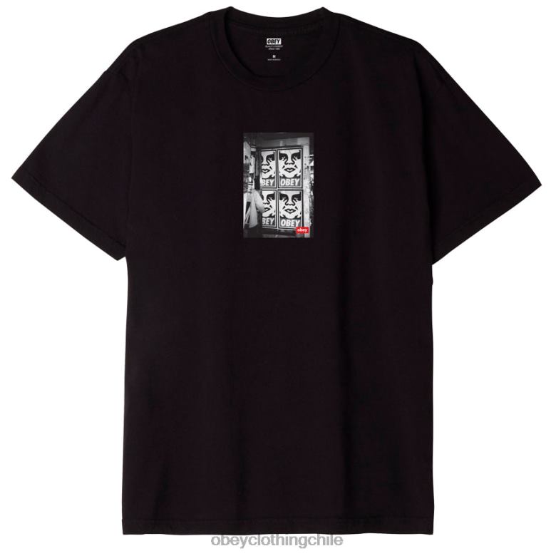 ropa 40VX841 hombres camiseta orgánica con foto icono OBEY negro descolorido