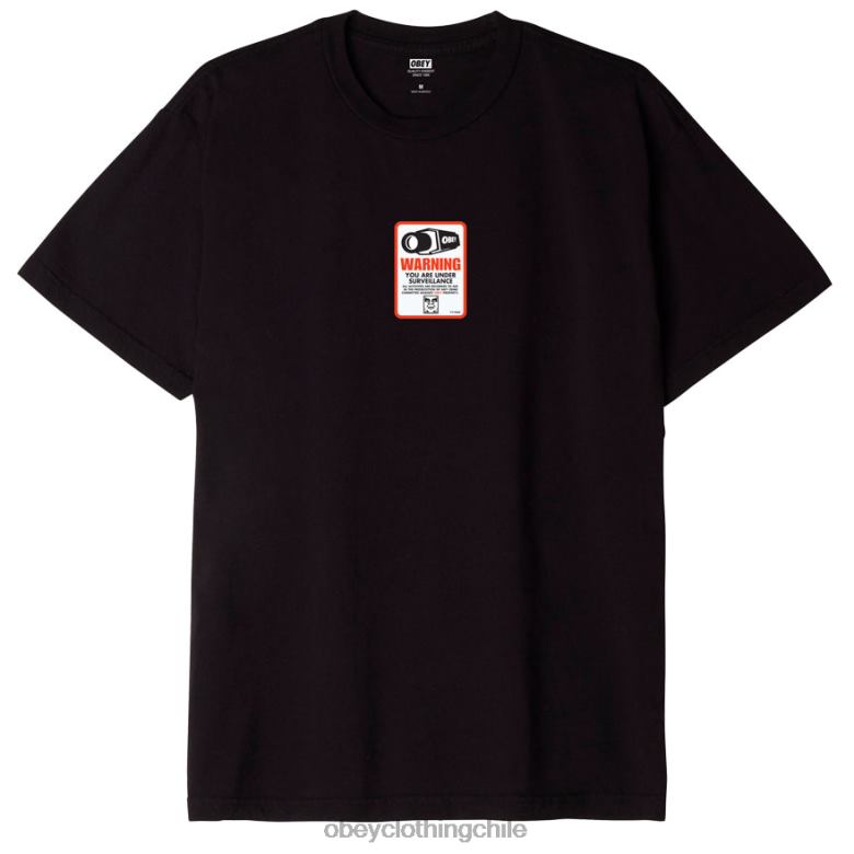 ropa 40VX844 hombres camiseta organica vigilancia OBEY negro descolorido