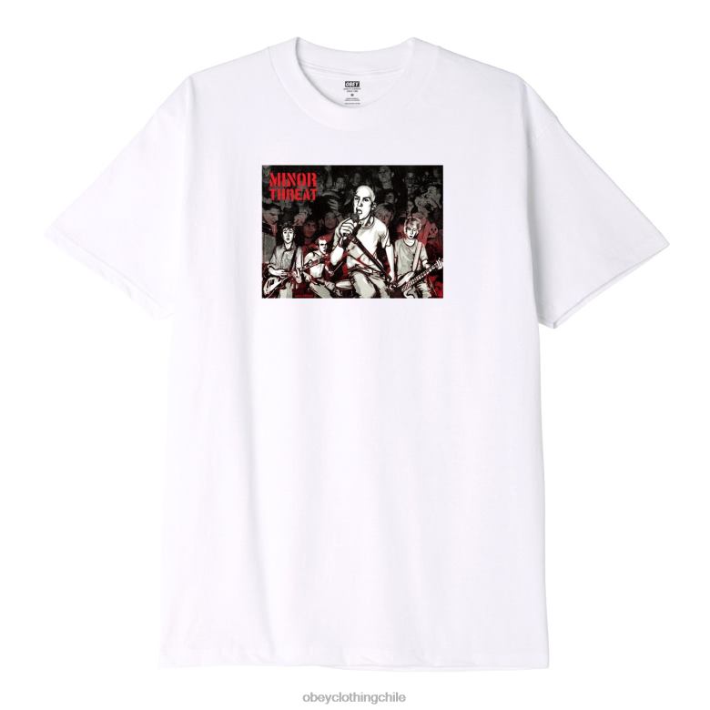 ropa 40VX871 hombres Camiseta clásica g.e.f x solo una amenaza menor OBEY blanco