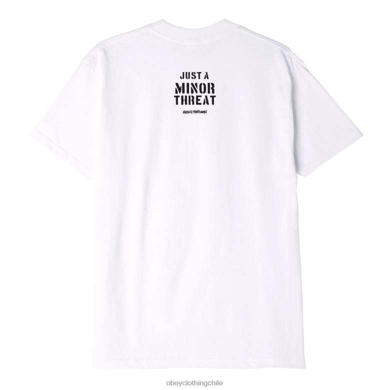 ropa 40VX871 hombres Camiseta clásica g.e.f x solo una amenaza menor OBEY blanco