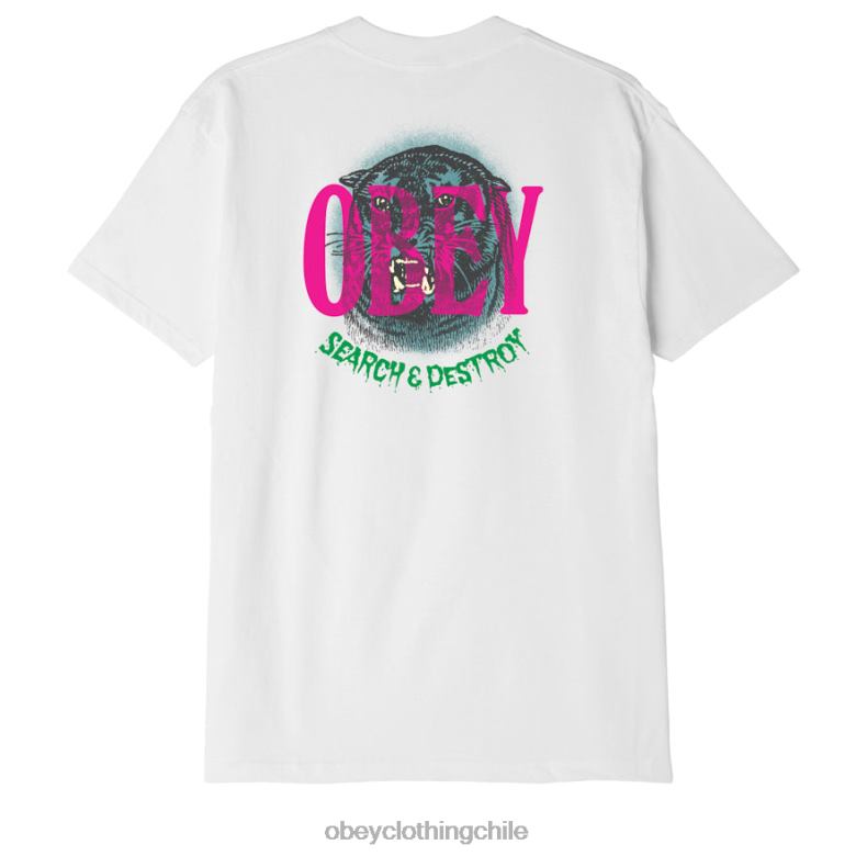 ropa 40VX887 hombres camiseta clásica buscar y destruir tigre OBEY blanco