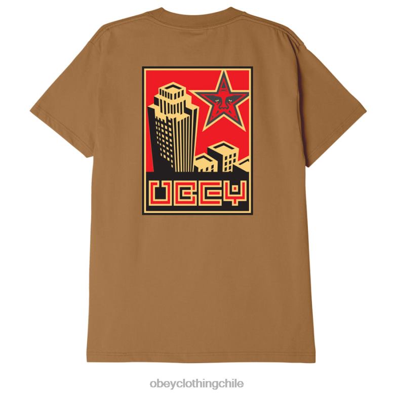 ropa 40VX888 hombres camiseta clásica de construcción OBEY azúcar morena