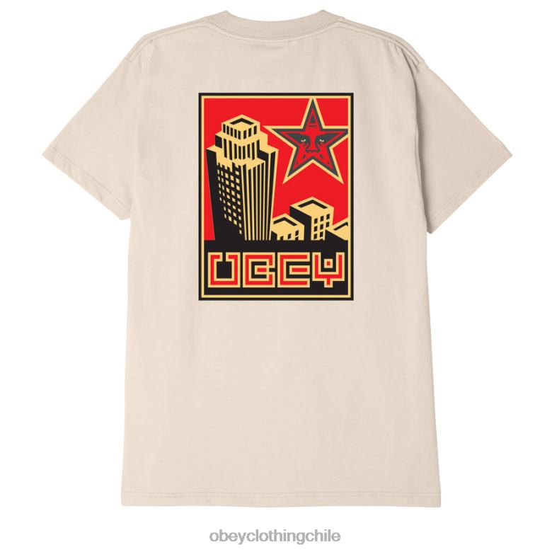 ropa 40VX889 hombres camiseta clásica de construcción OBEY crema