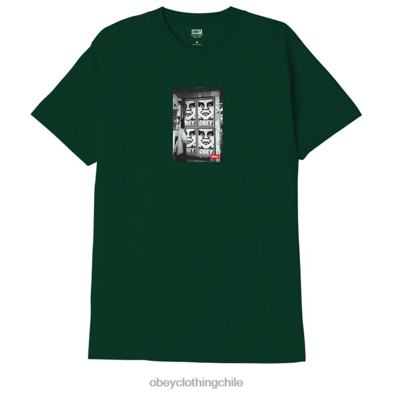 ropa 40VX893 hombres camiseta clásica con foto de icono OBEY bosque verde