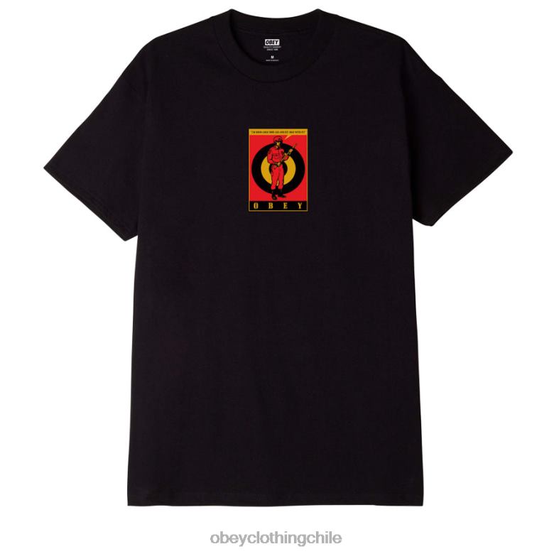 ropa 40VX905 hombres camiseta clásica de policía antidisturbios OBEY negro
