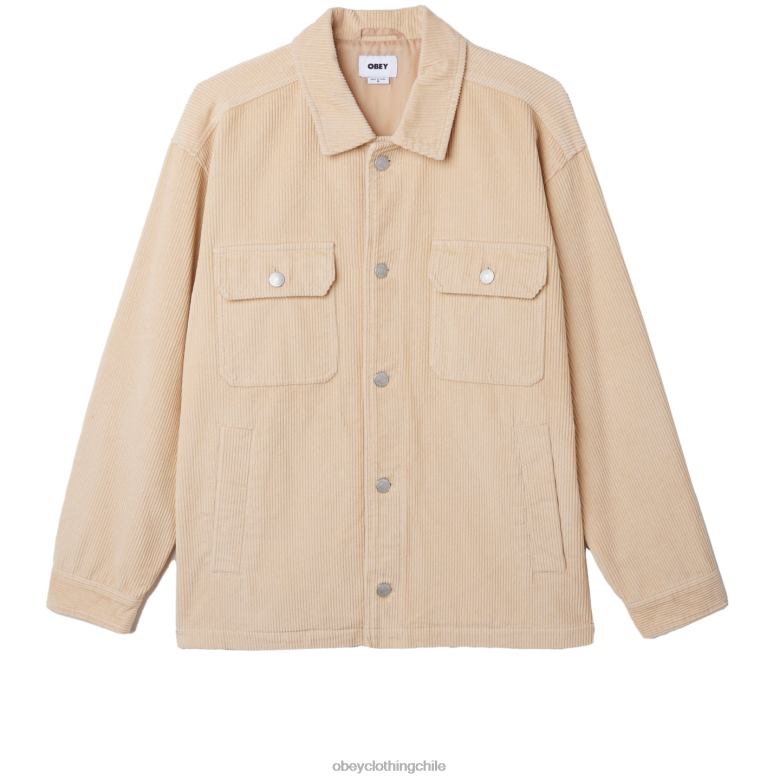 ropa 40VX749 hombres chaqueta estilo camisa de pana benny OBEY crema irlandesa