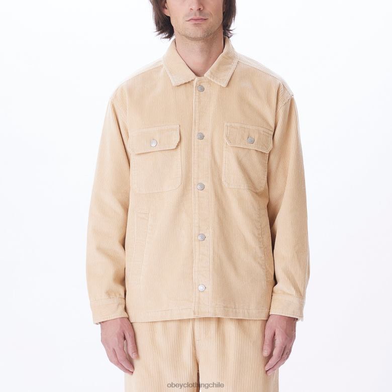 ropa 40VX749 hombres chaqueta estilo camisa de pana benny OBEY crema irlandesa