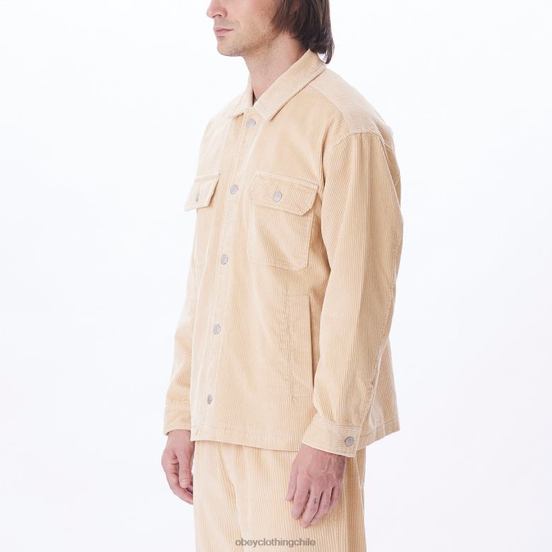 ropa 40VX749 hombres chaqueta estilo camisa de pana benny OBEY crema irlandesa
