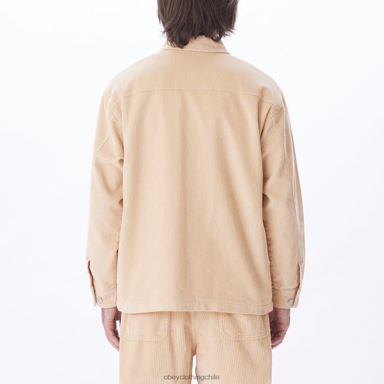 ropa 40VX749 hombres chaqueta estilo camisa de pana benny OBEY crema irlandesa
