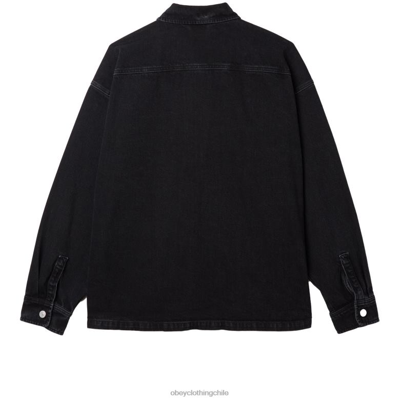 ropa 40VX753 hombres chaqueta estilo camisa milton OBEY negro descolorido
