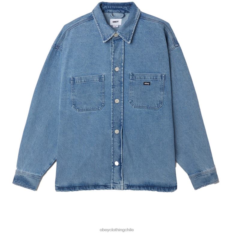 ropa 40VX754 hombres chaqueta estilo camisa milton OBEY índigo claro