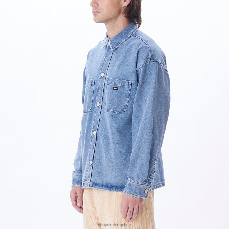 ropa 40VX754 hombres chaqueta estilo camisa milton OBEY índigo claro