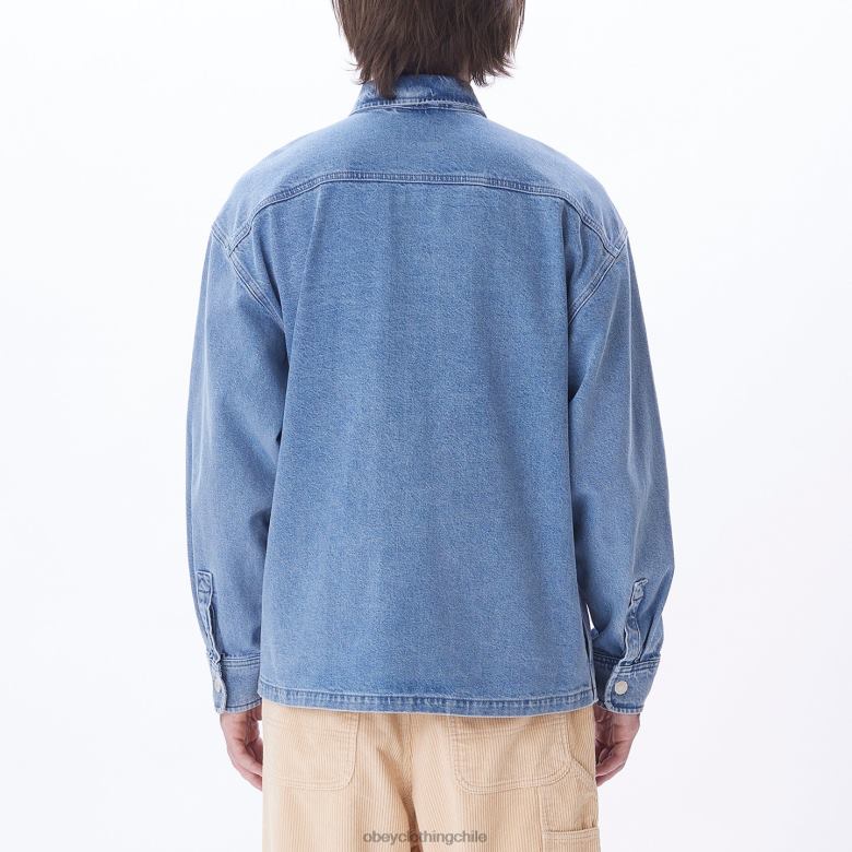 ropa 40VX754 hombres chaqueta estilo camisa milton OBEY índigo claro