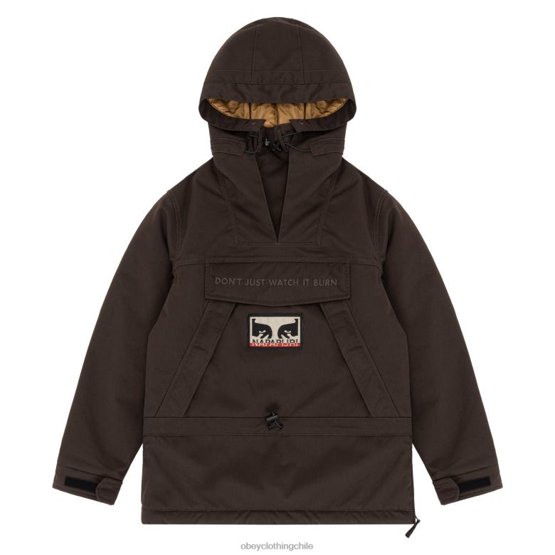 ropa 40VX810 hombres no te limites a verlo quemar skido OBEY X NAPAPIJRI marron oscuro