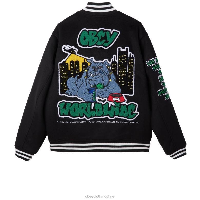 ropa 40VX811 hombres chaqueta universitaria roll call OBEY negro
