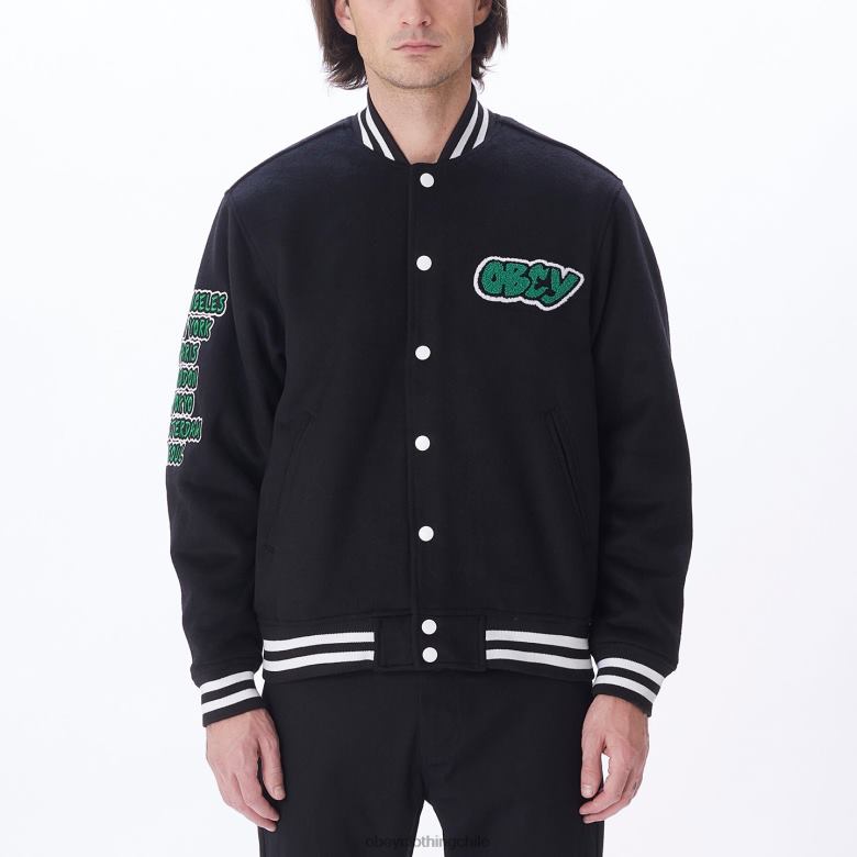 ropa 40VX811 hombres chaqueta universitaria roll call OBEY negro