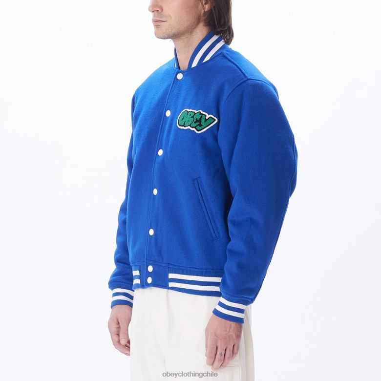 ropa 40VX812 hombres chaqueta universitaria roll call OBEY surf azul