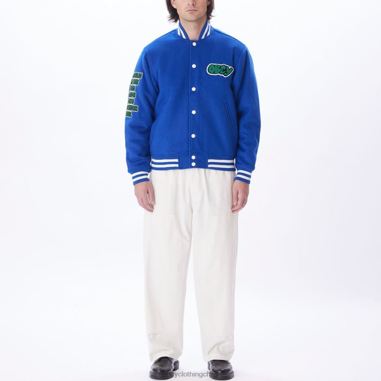 ropa 40VX812 hombres chaqueta universitaria roll call OBEY surf azul