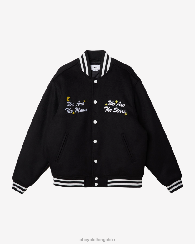 ropa 40VX813 hombres chaqueta universitaria mago OBEY negro