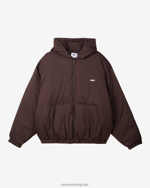 ropa 40VX816 hombres chaqueta con capucha retirada OBEY java marrón