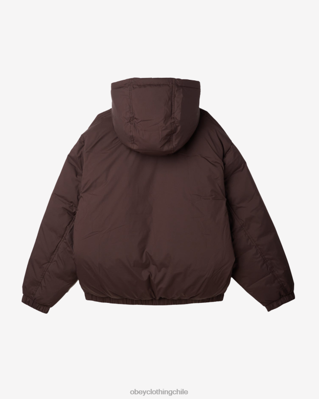 ropa 40VX816 hombres chaqueta con capucha retirada OBEY java marrón