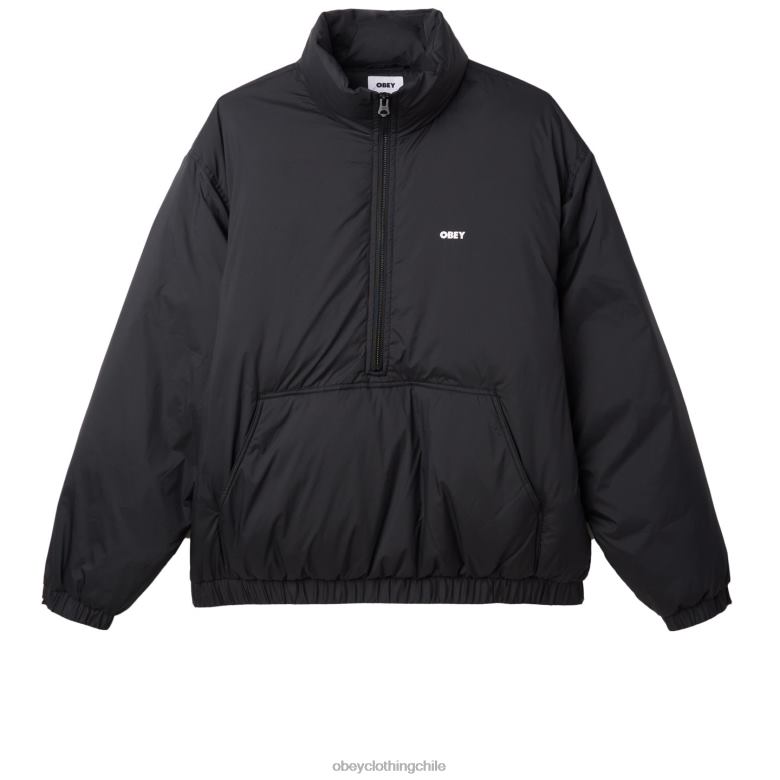 ropa 40VX817 hombres anorak con cuello alto de estudio OBEY negro