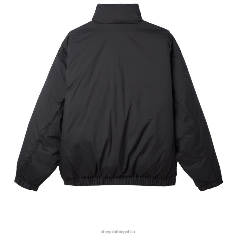 ropa 40VX817 hombres anorak con cuello alto de estudio OBEY negro