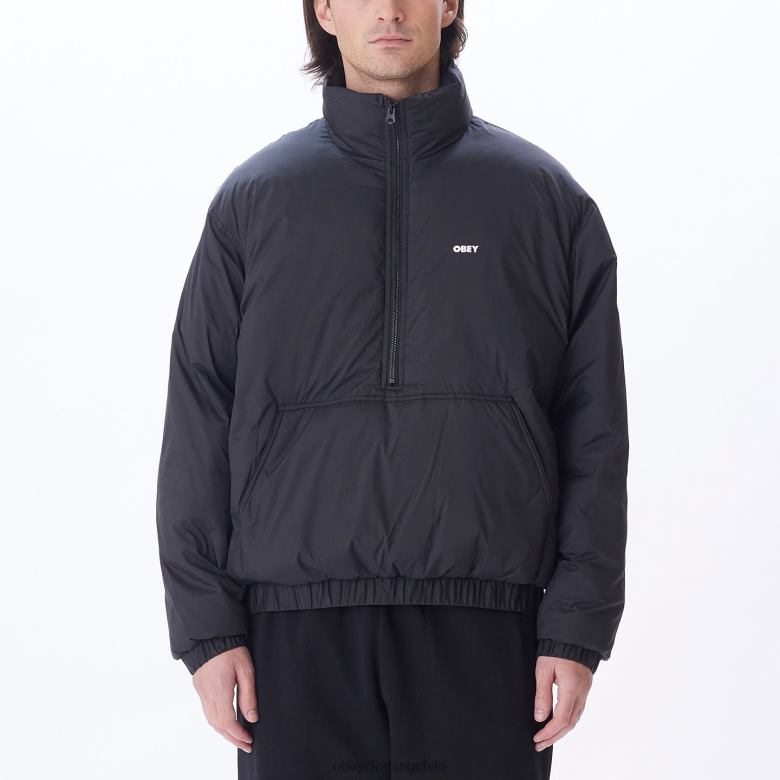 ropa 40VX817 hombres anorak con cuello alto de estudio OBEY negro