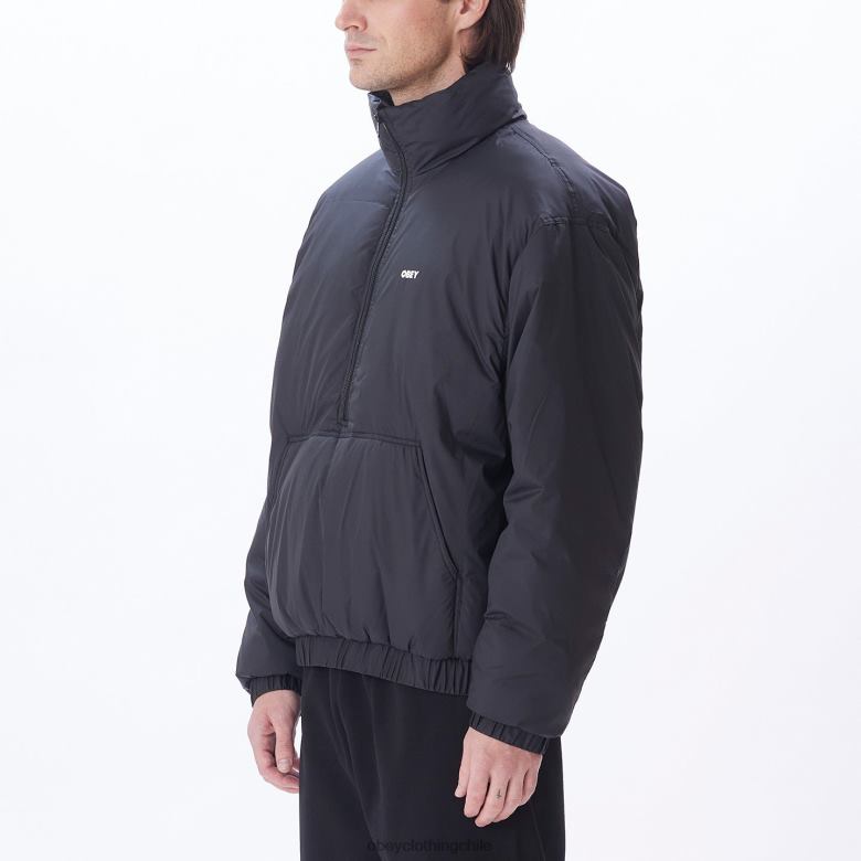 ropa 40VX817 hombres anorak con cuello alto de estudio OBEY negro