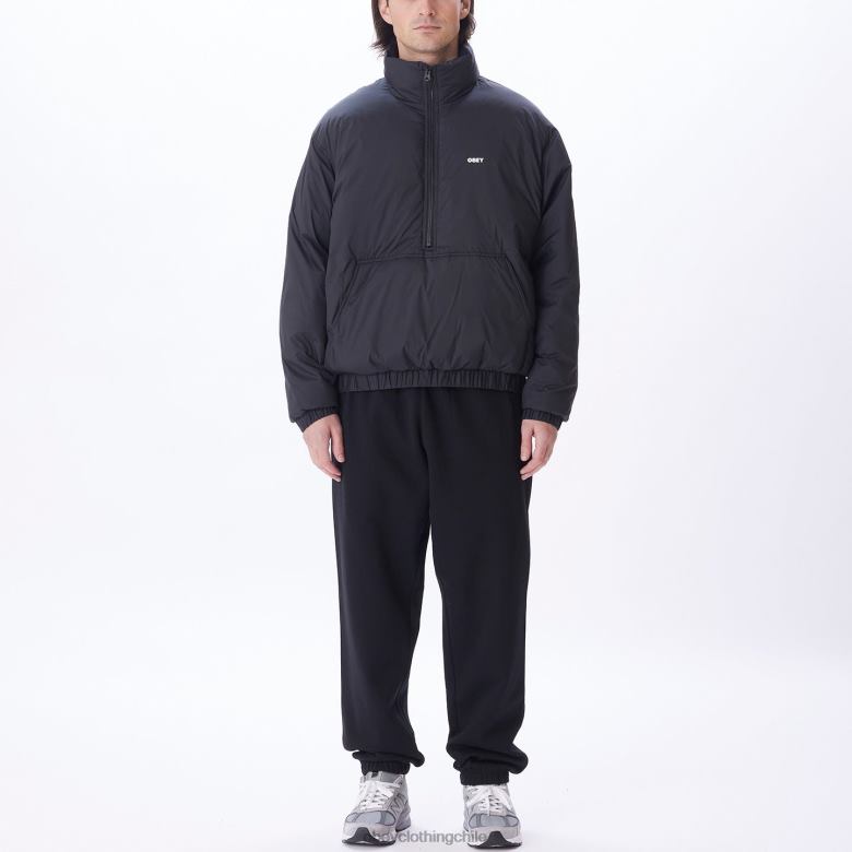 ropa 40VX817 hombres anorak con cuello alto de estudio OBEY negro
