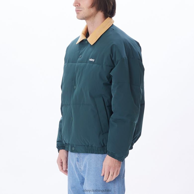 ropa 40VX819 hombres chaqueta susurra OBEY frontones verdes múltiples