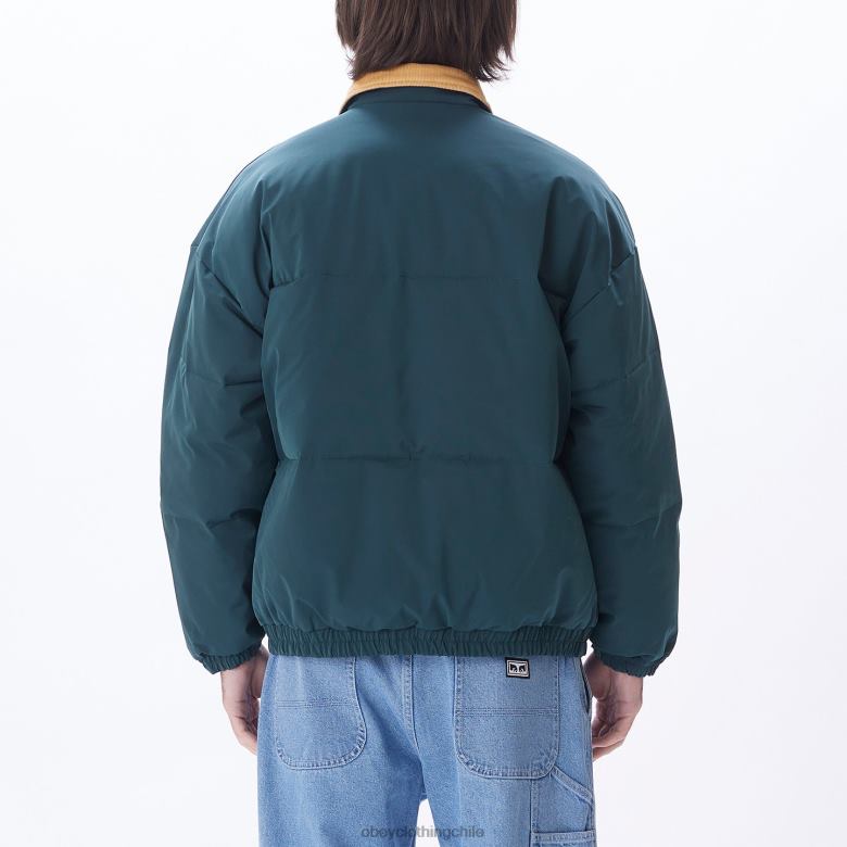 ropa 40VX819 hombres chaqueta susurra OBEY frontones verdes múltiples