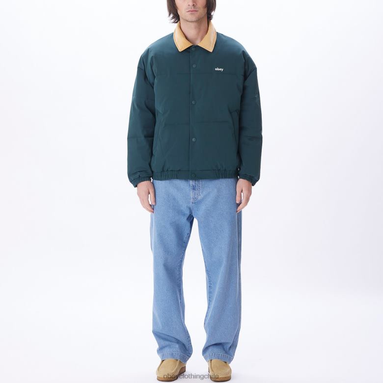 ropa 40VX819 hombres chaqueta susurra OBEY frontones verdes múltiples