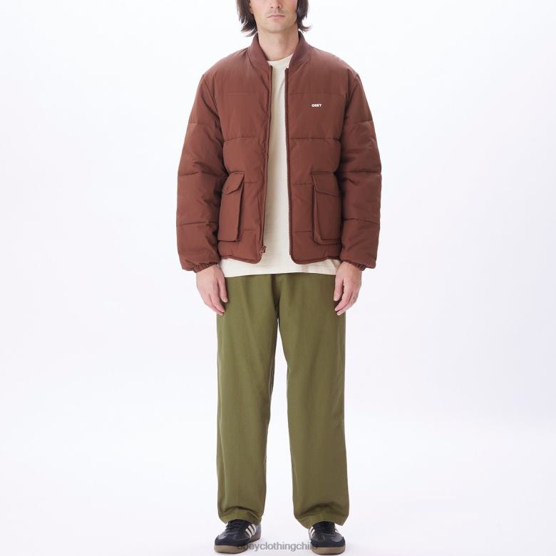 ropa 40VX823 hombres chaqueta charlie OBEY sepia