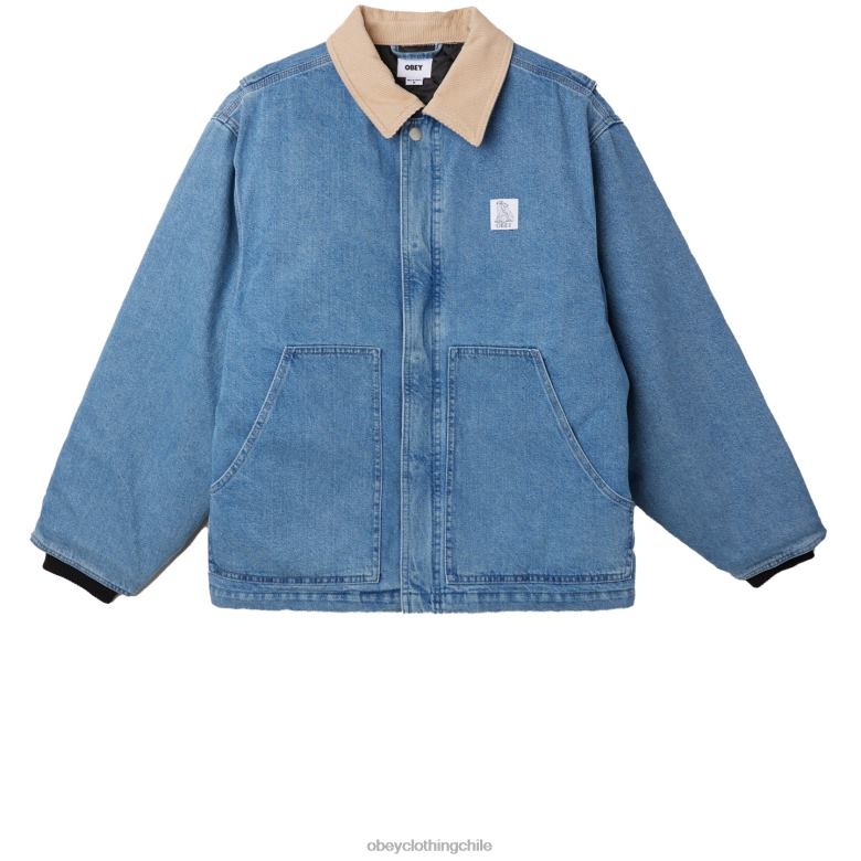 ropa 40VX827 hombres trabajar alrededor de la chaqueta OBEY índigo claro