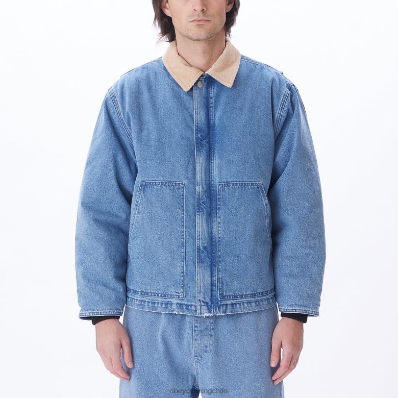 ropa 40VX827 hombres trabajar alrededor de la chaqueta OBEY índigo claro