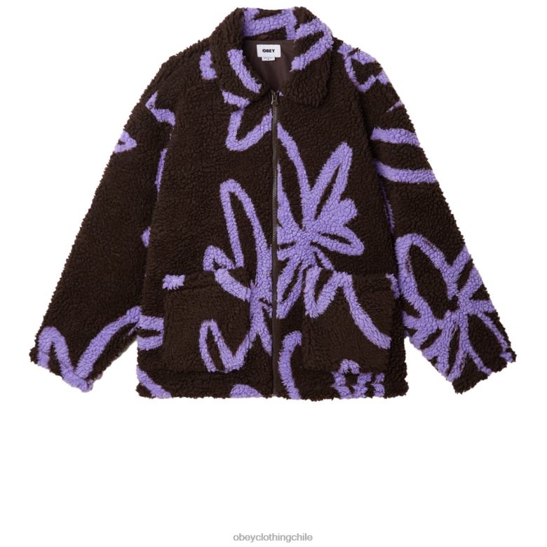 ropa 40VX828 hombres porciones chaqueta sherpa OBEY java marrón multi