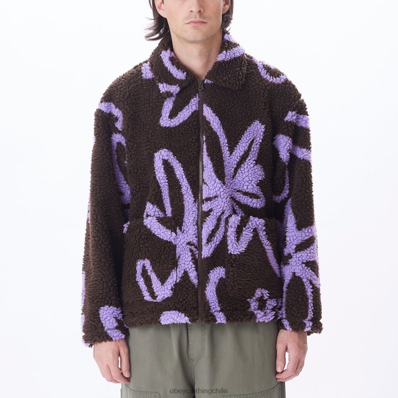 ropa 40VX828 hombres porciones chaqueta sherpa OBEY java marrón multi