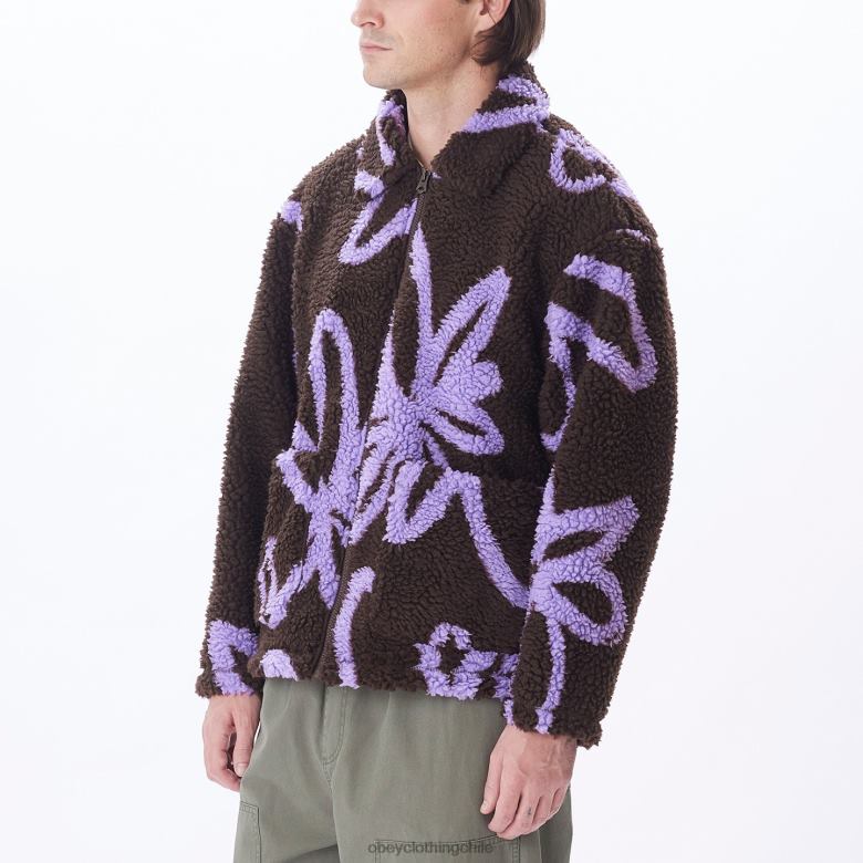 ropa 40VX828 hombres porciones chaqueta sherpa OBEY java marrón multi