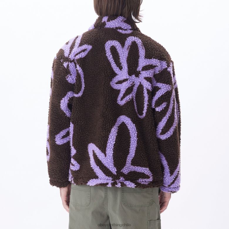 ropa 40VX828 hombres porciones chaqueta sherpa OBEY java marrón multi